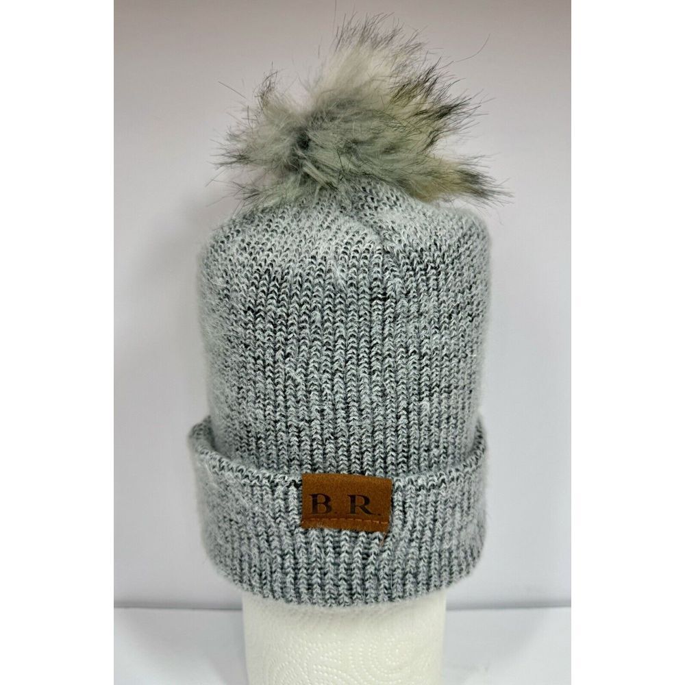 NWT Blue Revival "Keep Me Warm" Stocking Knit Gray Soft Hat with Faux Fur One Sz